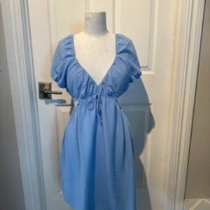 Cut Out Sky Blue Mini Dress